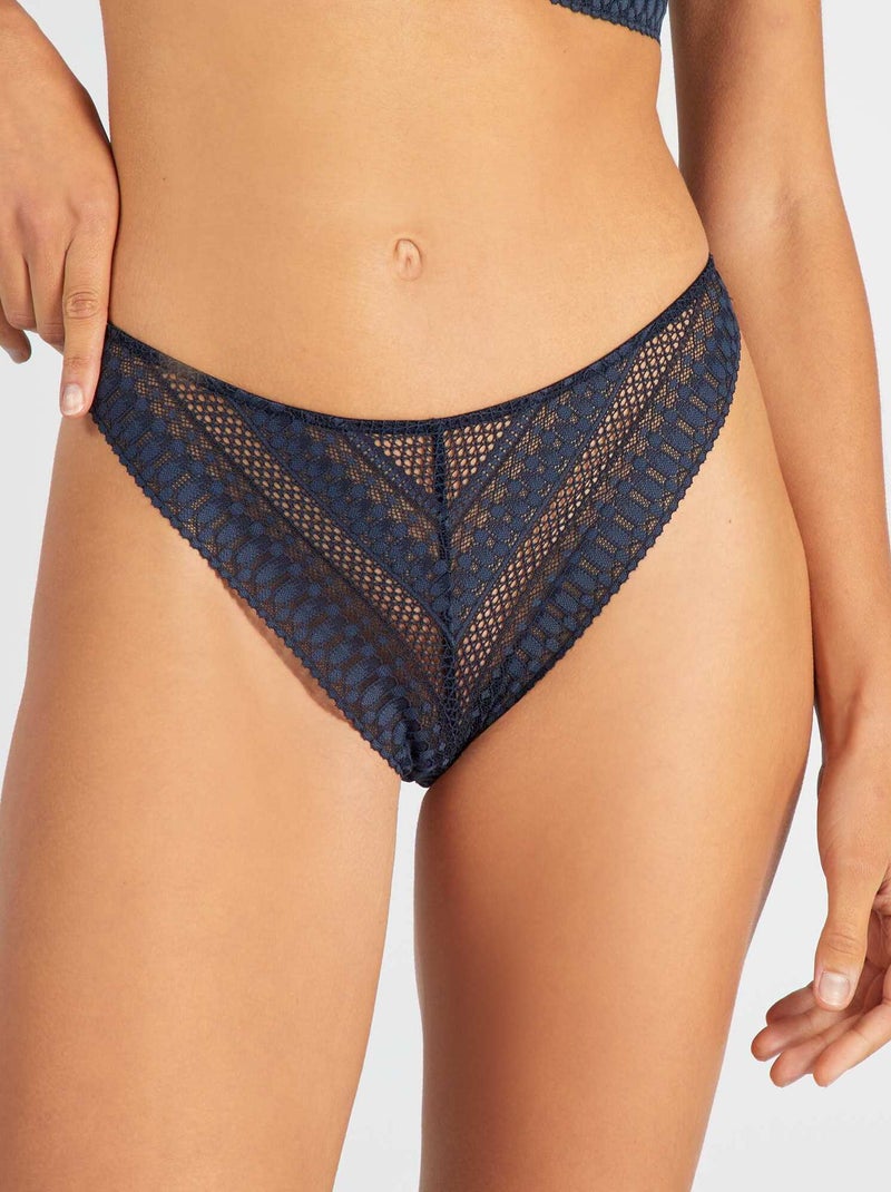 Tanga totalmente de renda AZUL - Kiabi