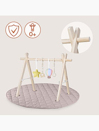 Tapete de atividades com arco de madeira LIONELO Anis Set – Dobrável – Tapete de 2 cm