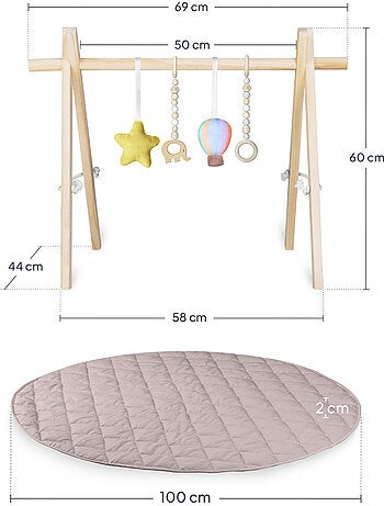 Tapete de atividades com arco de madeira LIONELO Anis Set – Dobrável – Tapete de 2 cm