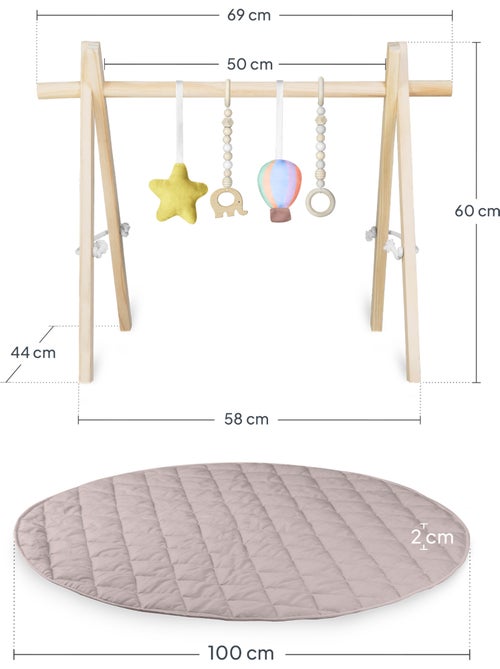 Tapete de atividades com arco de madeira LIONELO Anis Set – Dobrável – Tapete de 2 cm - Kiabi Tapete de atividades com arco de madeira LIONELO Anis Set – Dobrável – Tapete de 2 cm - Kiabi