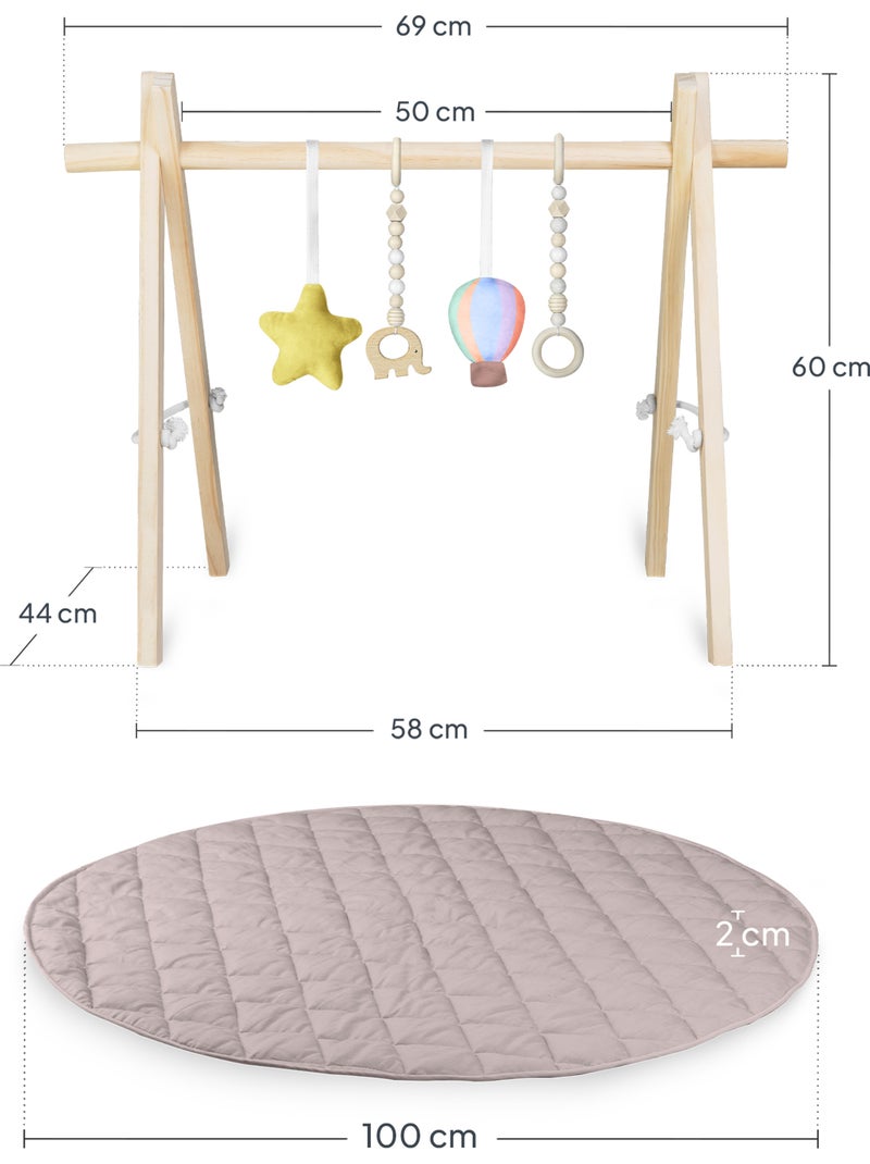 Tapete de atividades com arco de madeira LIONELO Anis Set – Dobrável – Tapete de 2 cm Multicolorido - Kiabi