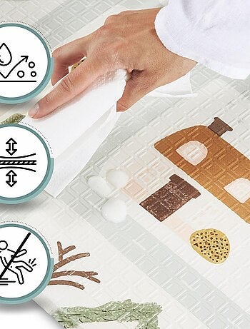 Tapete de atividades dobrável de dupla face 180 x 120 cm para bebés