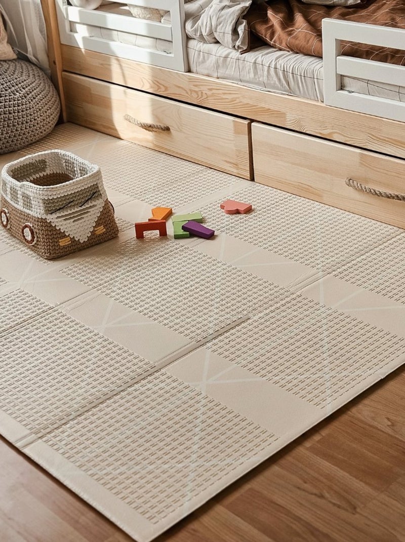Tapete de atividades dobrável de dupla face 180 x 120 cm para bebés Bege - Kiabi