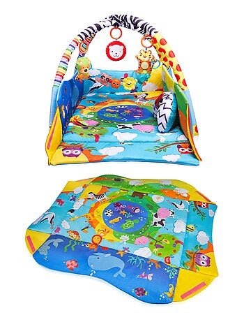 Tapete de atividades para bebé LIONELO Inga 2em1– Parque infantil – Lavável – Brinquedos interativos
