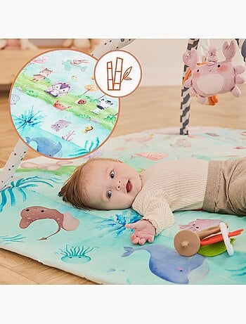 Tapete de atividades para bebé LIONELO Inga 2em1– Parque infantil – Lavável – Brinquedos interativos