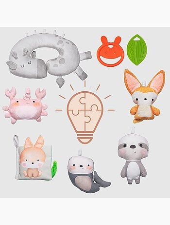 Tapete de atividades para bebé LIONELO Inga 2em1– Parque infantil – Lavável – Brinquedos interativos