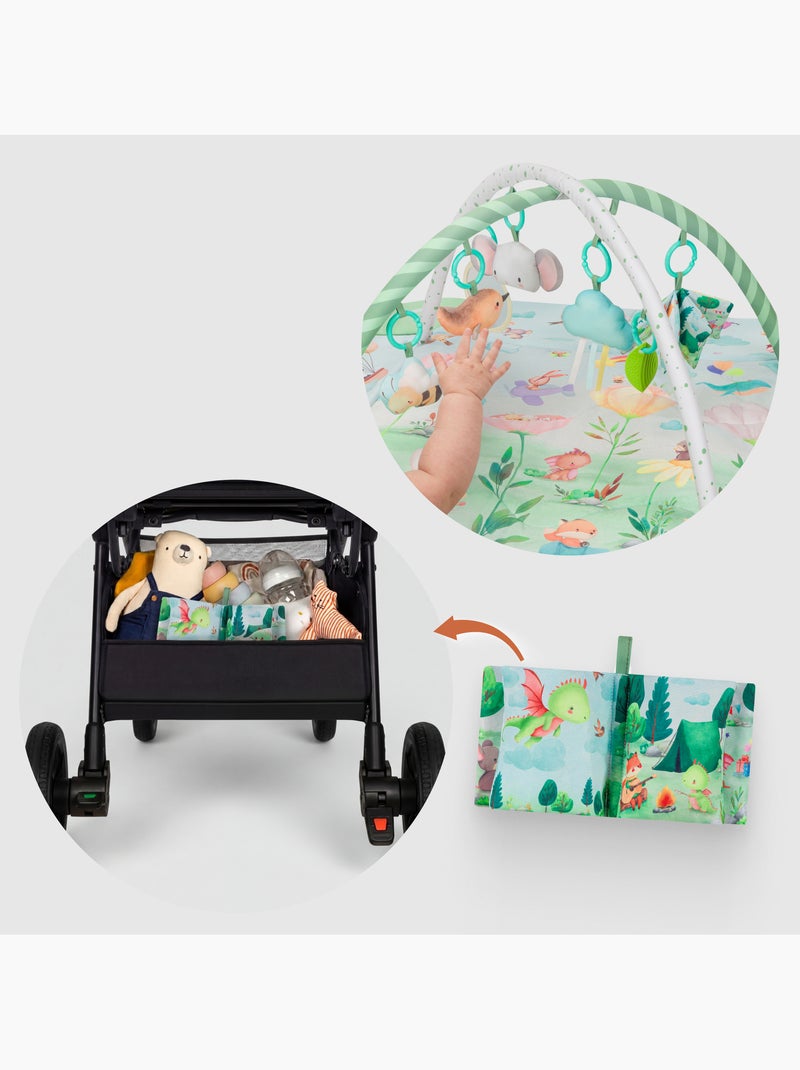 Tapete de atividades para bebé LIONELO Inga 2em1– Parque infantil – Lavável – Brinquedos interativos Branco Verde Azul - Kiabi