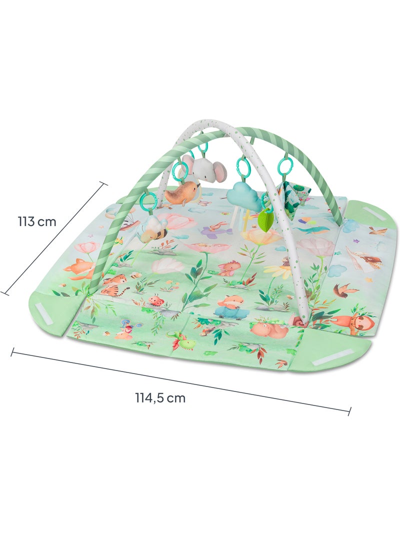Tapete de atividades para bebé LIONELO Inga 2em1– Parque infantil – Lavável – Brinquedos interativos Branco Verde Azul - Kiabi