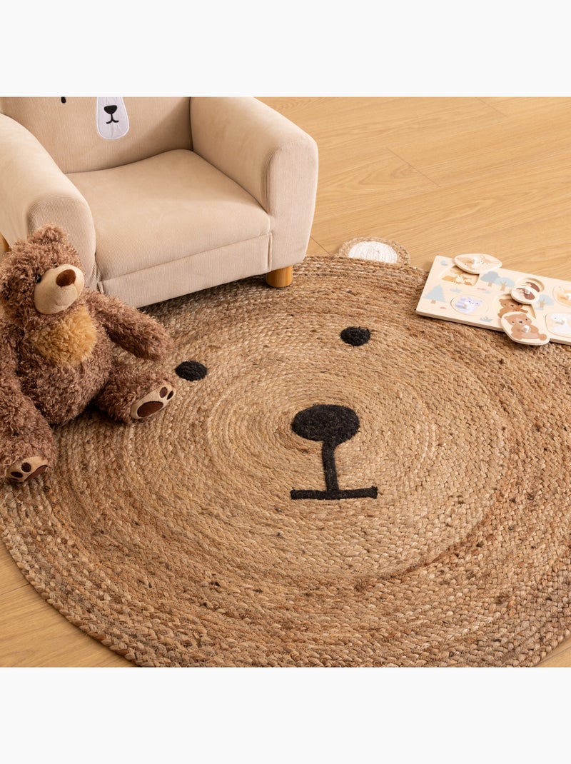 Tapete de juta com cabeça de ursinho de peluche Bege - Kiabi