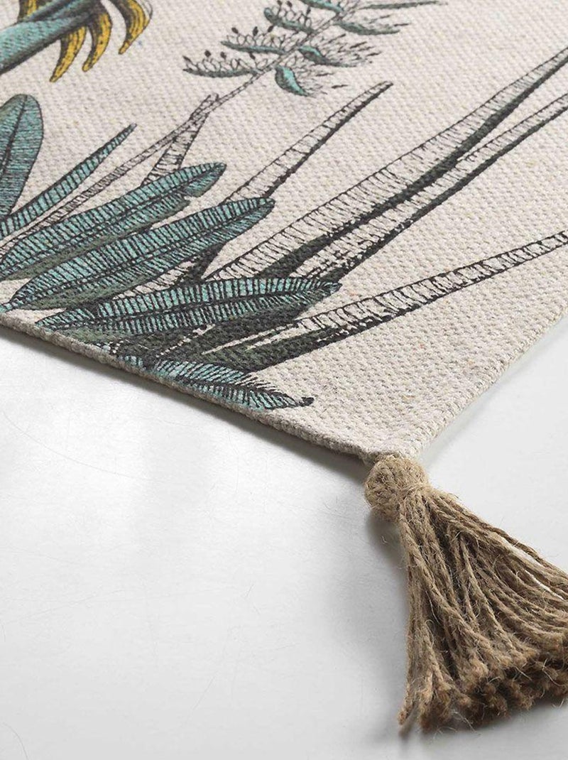 Tapete estampado com folhagens exóticas e pompons Multicolorido - Kiabi