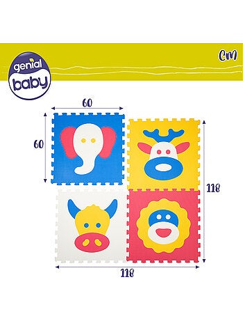 Tapete puzzle de animais para bebé c'baby 4 peças de espuma de borracha c'baby