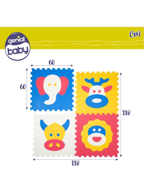 Tapete puzzle de animais para bebé c'baby 4 peças de espuma de borracha c'baby - Kiabi Tapete puzzle de animais para bebé c'baby 4 peças de espuma de borracha c'baby - Kiabi