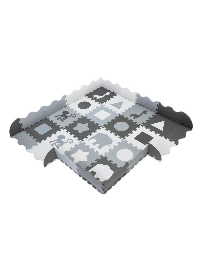 Tapete puzzle de espuma eva 150 x 150 cm para bebés, crianças e adultos Cinza - Kiabi