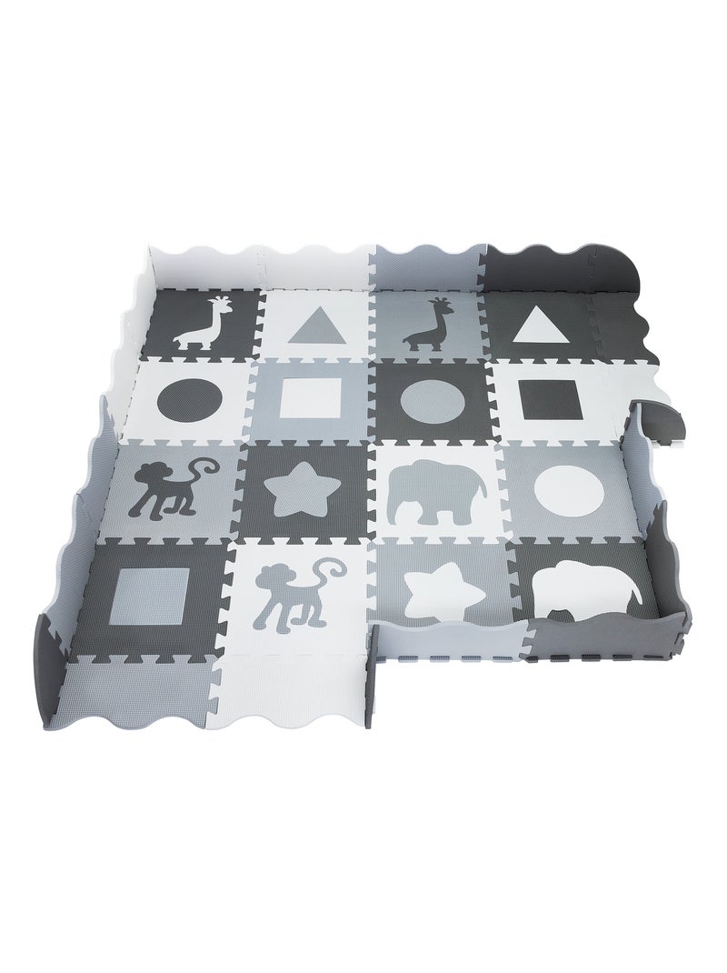 Tapete puzzle de espuma eva 150 x 150 cm para bebés, crianças e adultos Cinza - Kiabi