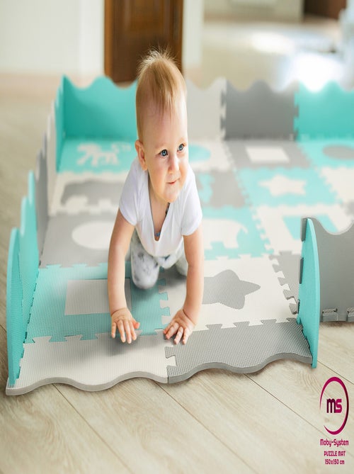 Tapete puzzle de espuma eva 150 x 150 cm para bebés, crianças e adultos - Kiabi Tapete puzzle de espuma eva 150 x 150 cm para bebés, crianças e adultos - Kiabi