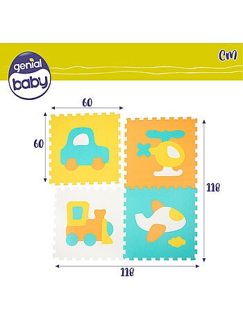Tapete quebra-cabeça de espuma para bebês de 4 peças veículos c'baby