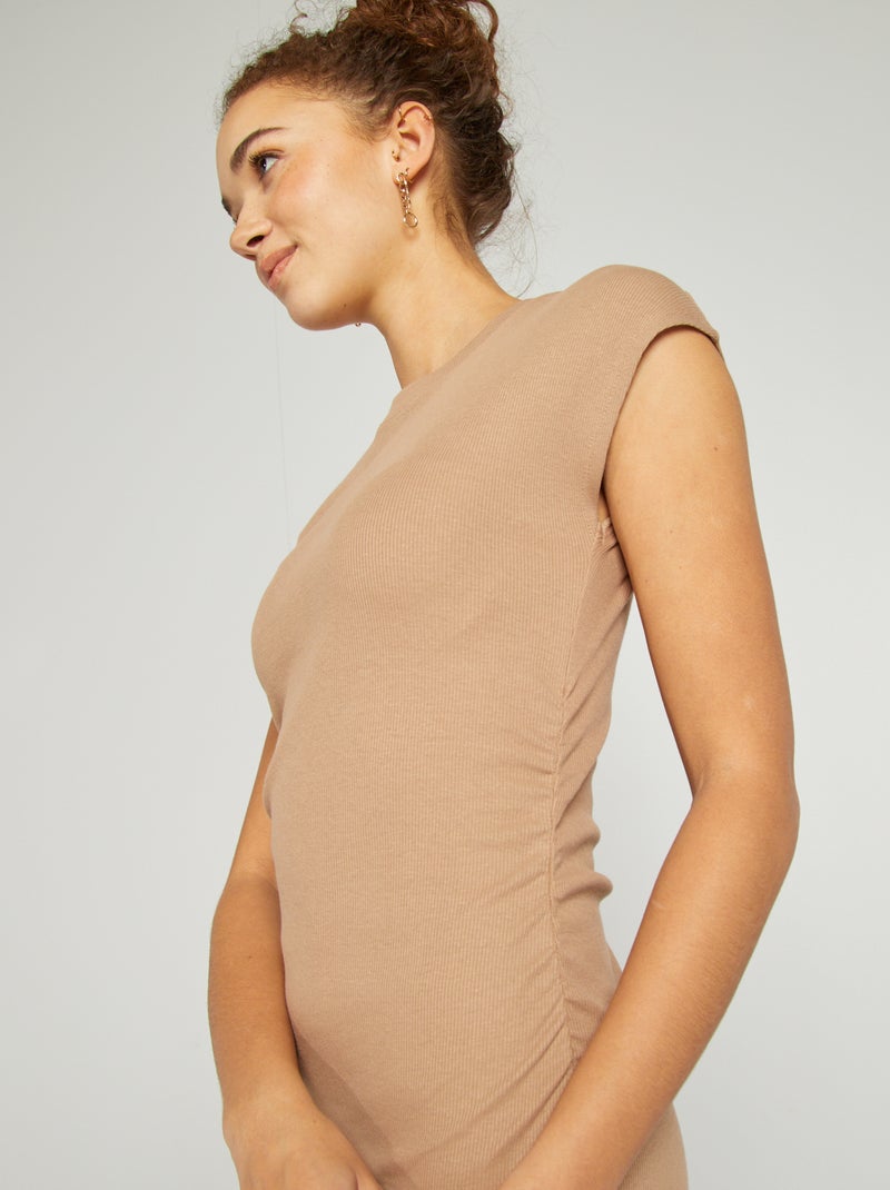 Tecido comprido em tecido elástico nervurado BEGE - Kiabi