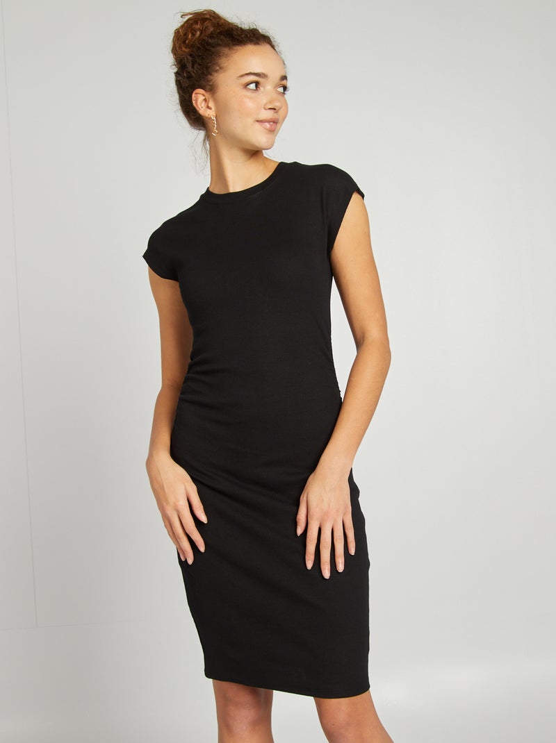 Tecido comprido em tecido elástico nervurado Preto - Kiabi