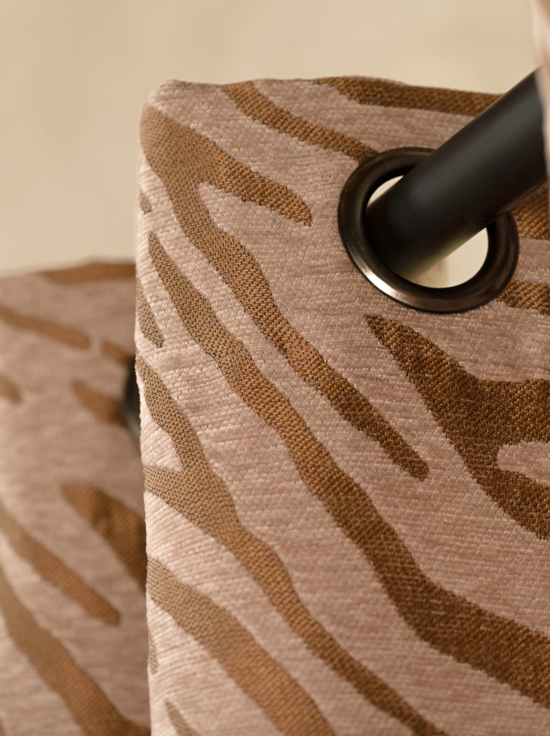 Tecido de chenille zebra para cortinas Bege - Kiabi