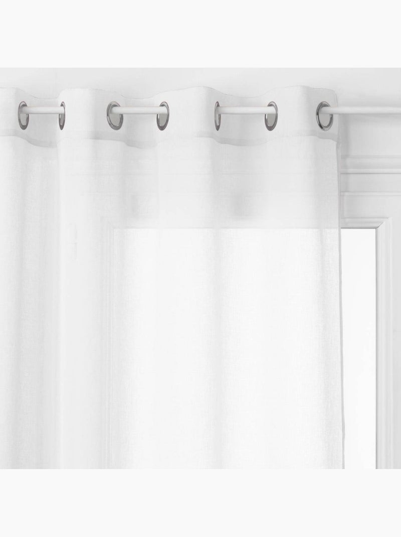 Tecido transparente claro liso com ilhós Branco - Kiabi