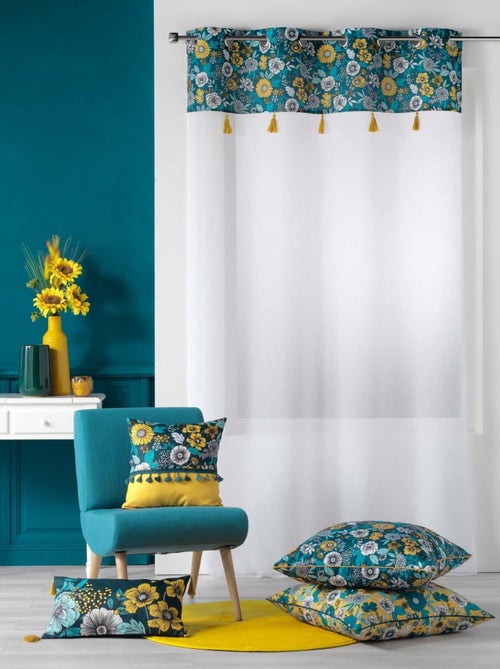 Tecido transparente jateado com estampado floral - Kiabi