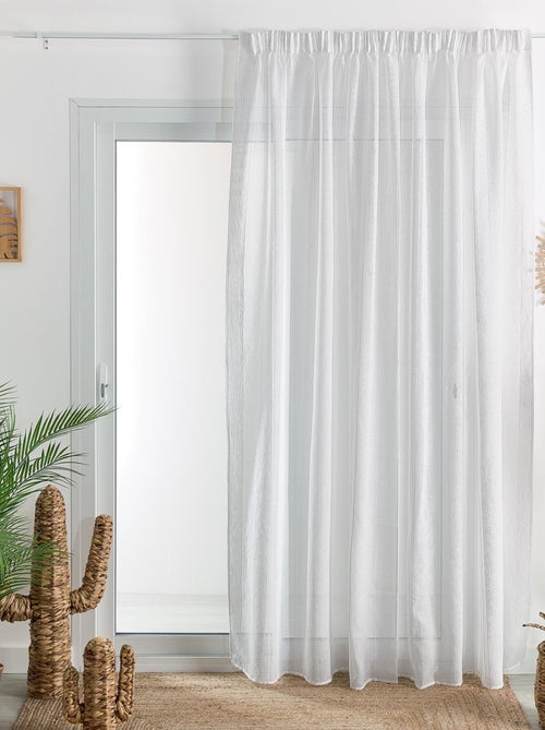 Tecido transparente liso com entrançado e riscas de fantasia - Kiabi
