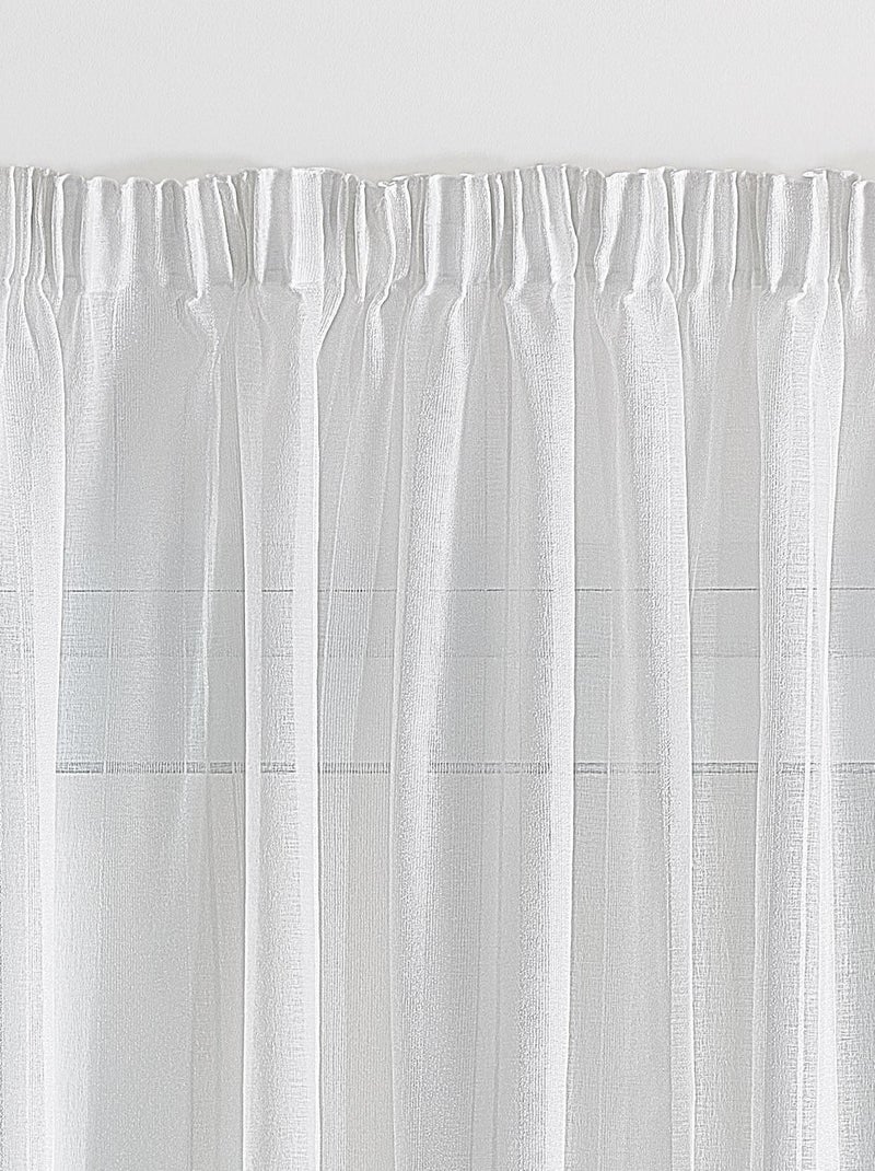 Tecido transparente liso com entrançado e riscas de fantasia Branco - Kiabi