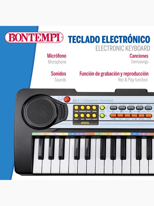 Teclado de piano eletrónico com microfone 37 teclas para crianças bontempi - Kiabi