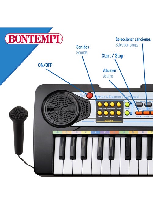 Teclado de piano eletrónico com microfone 37 teclas para crianças bontempi - Kiabi