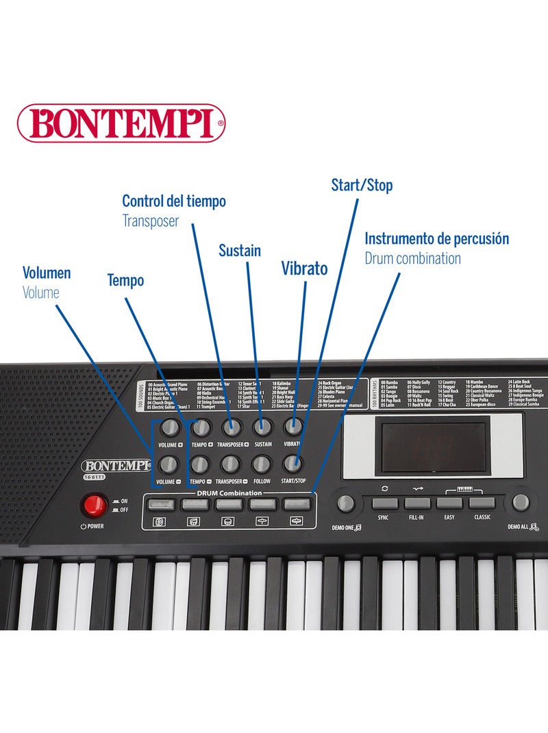 Teclado digital com suporte 61 teclas bontempi N/D - Kiabi