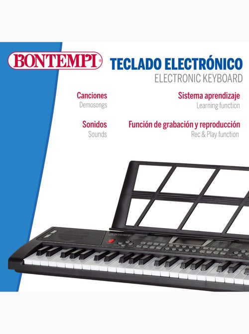 Teclado digital de 54 teclas c/suporte para partitura e pernas bontempi - Kiabi