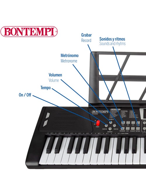 Teclado digital de 54 teclas c/suporte para partitura e pernas bontempi - Kiabi