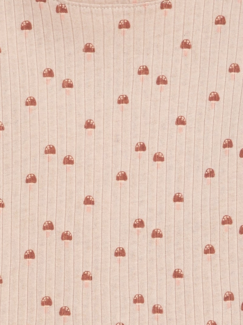 Tee-shirt com estampado malha nervurada BEGE - Kiabi