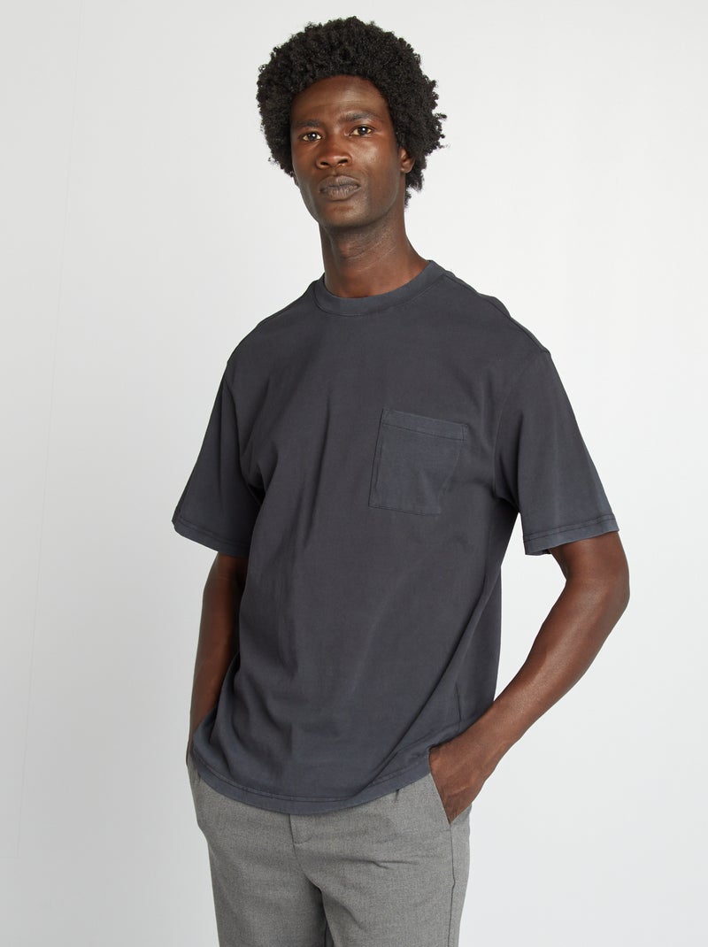 Tee-shirt corte largo PRETO - Kiabi
