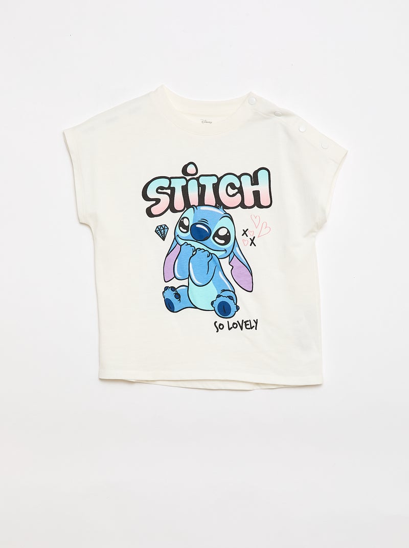 Tee-shirt de manga curta 'Stitch' - Coleção fácil de vestir Branco - Kiabi