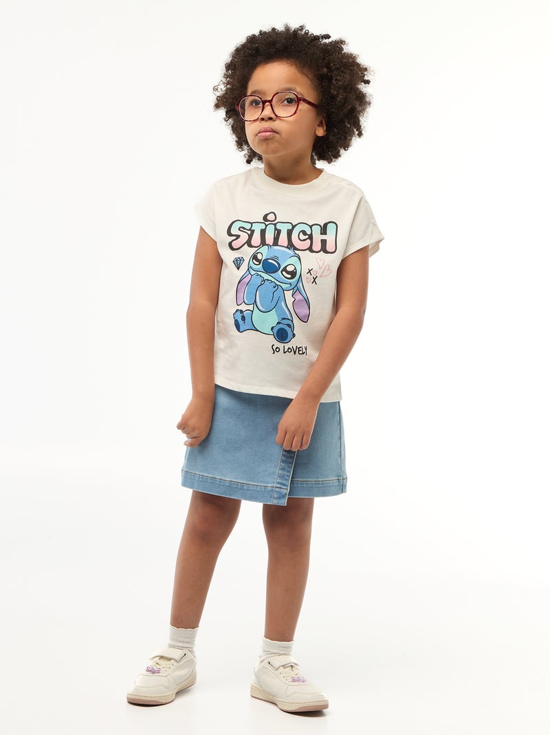 Tee-shirt de manga curta 'Stitch' - Coleção fácil de vestir Branco - Kiabi