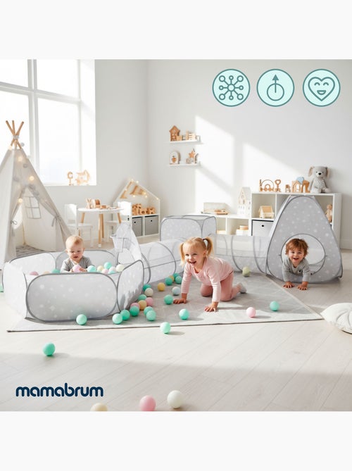 Tenda infantil pop up 5em1 2 tendas 2 tuneis piscina bolas mamabrum - Kiabi