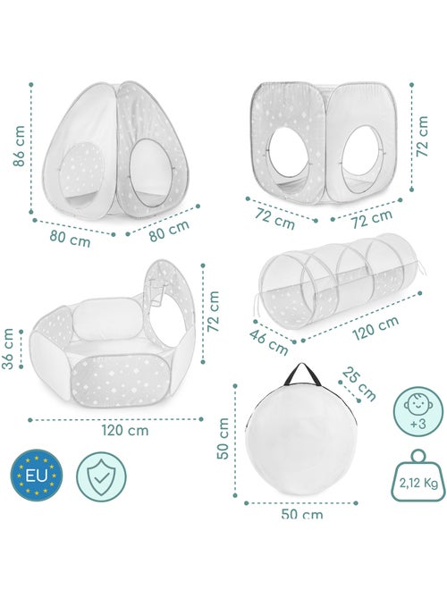 Tenda infantil pop up 5em1 2 tendas 2 tuneis piscina bolas mamabrum - Kiabi