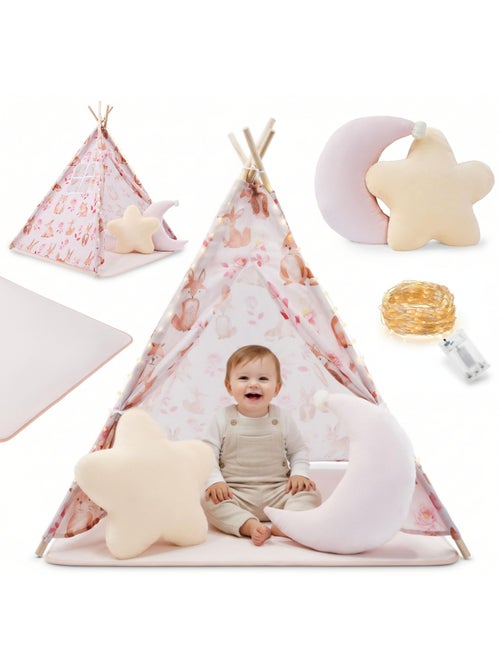 Tenda tipi infantil mamabrum com tapete, almofadas e luz led - Kiabi