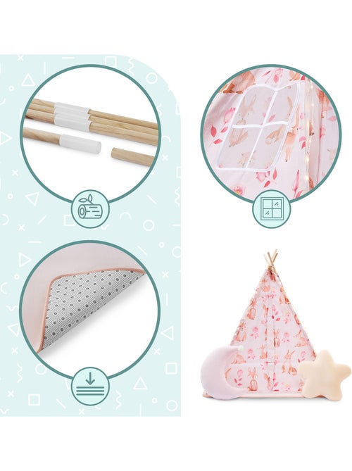 Tenda tipi infantil mamabrum com tapete, almofadas e luz led - Kiabi