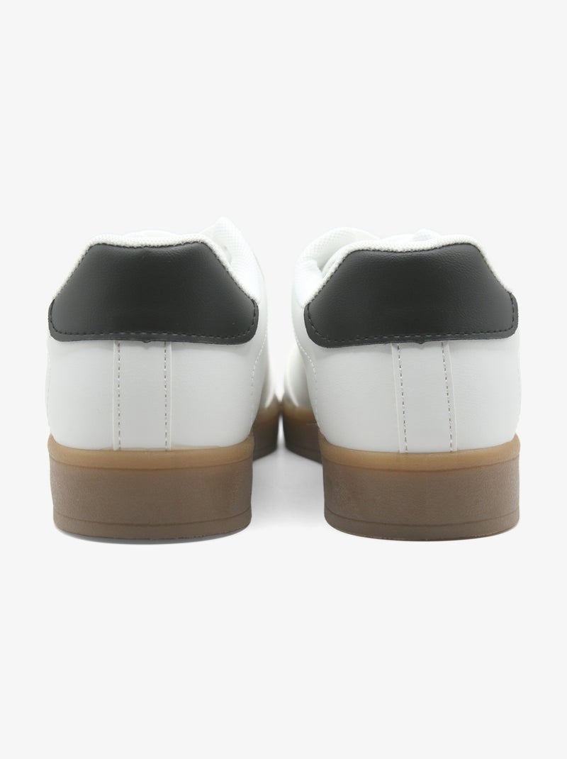 Ténis alça cruzada Branco Preto - Kiabi