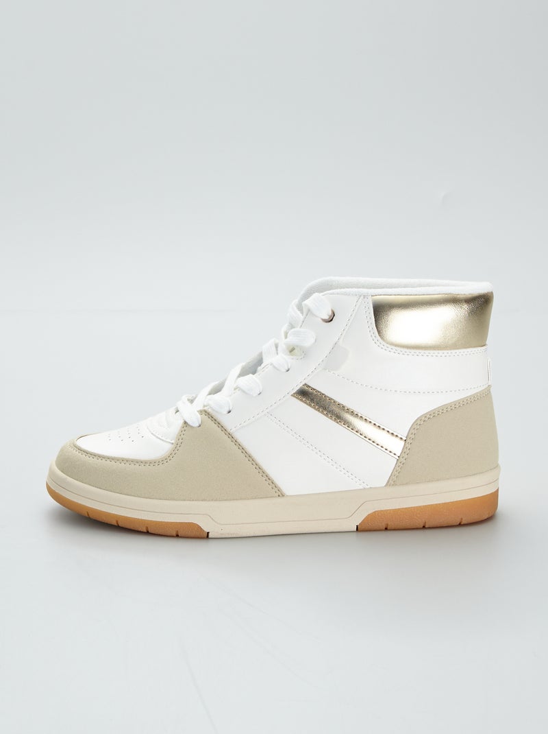 Ténis bi-matéria estilo 'color-block' Branco - Kiabi