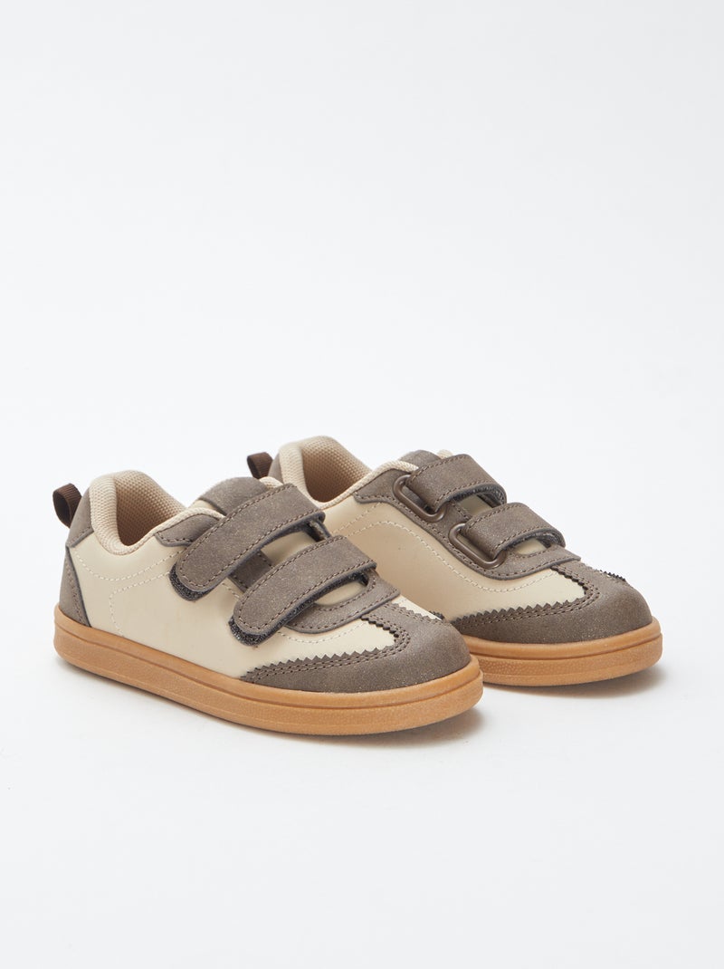 Ténis bicolores com tiras de velcro Branco - Kiabi