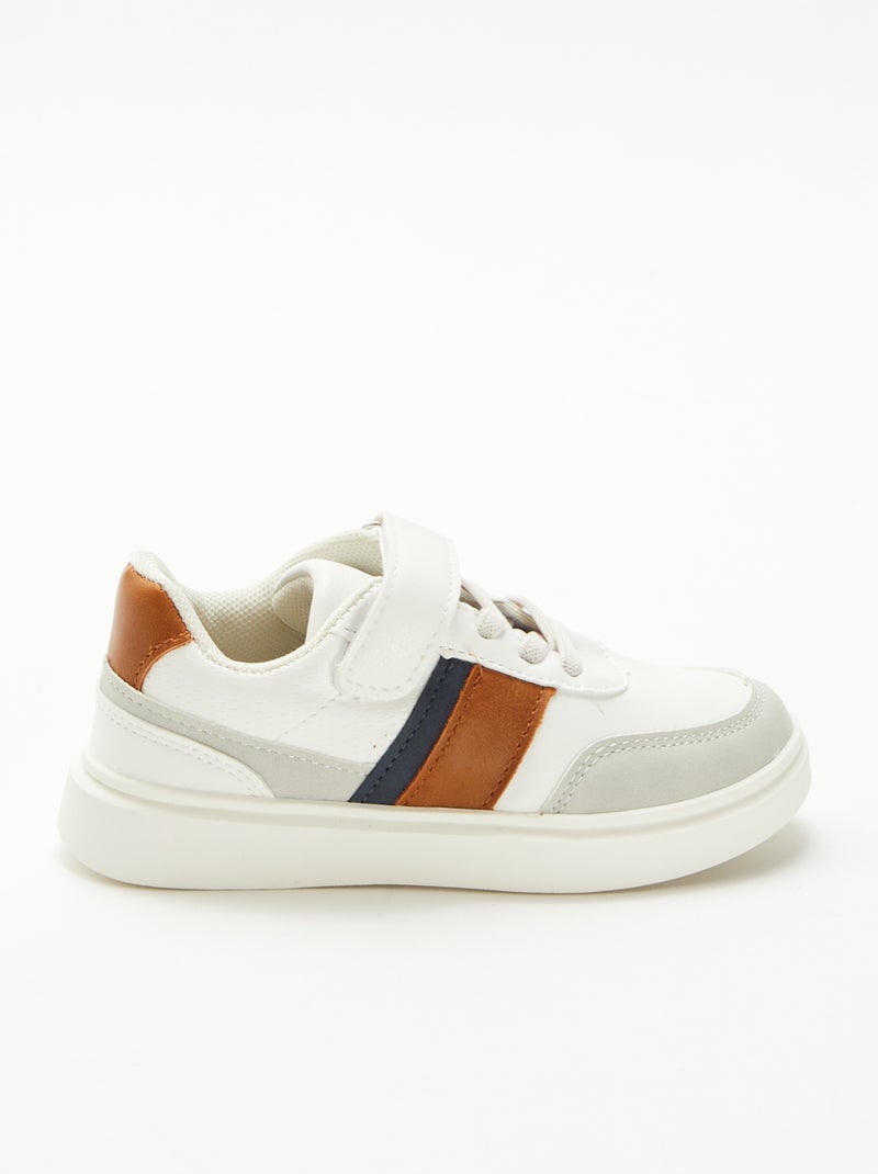 Ténis bicolores com velcro Branco - Kiabi