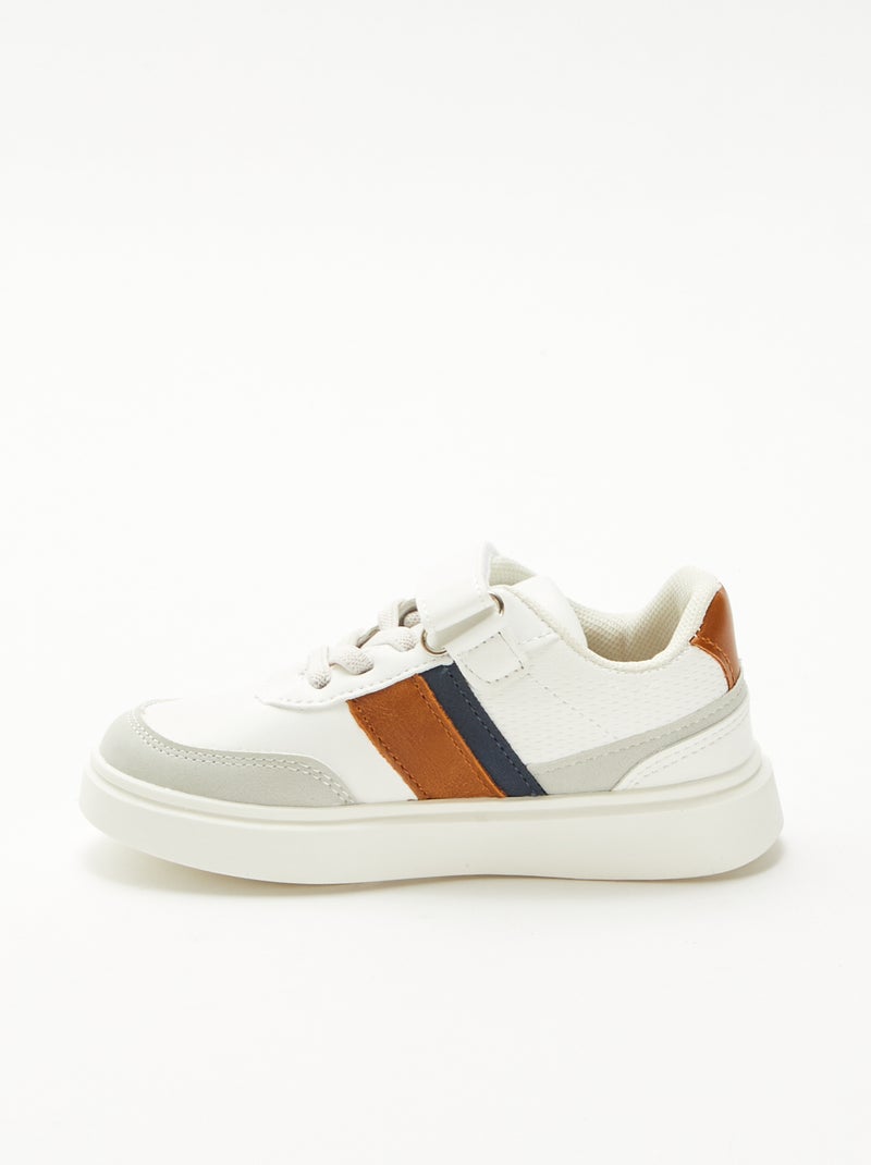 Ténis bicolores com velcro Branco - Kiabi