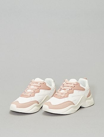 Ténis bicolores em pele sintética - Kiabi