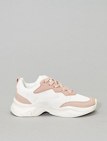 Ténis bicolores em pele sintética - Kiabi