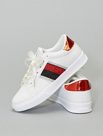 Ténis brancos com faixa brilhante - Kiabi