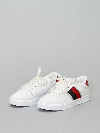 Ténis brancos com faixa brilhante - Kiabi