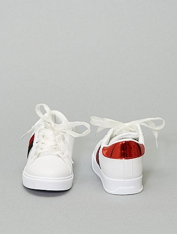 Ténis brancos com faixa brilhante - Kiabi